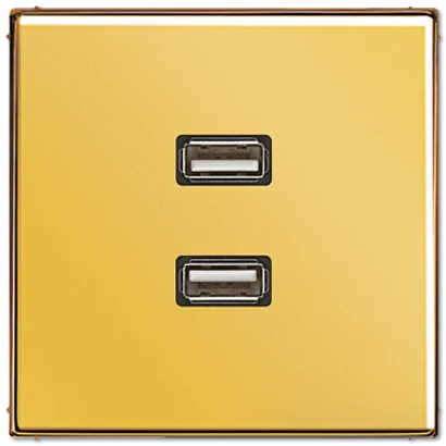  артикул MAGO1153 название Розетка USB 2-ая (разъем), цвет Имитация золота (металл), LS990, Jung