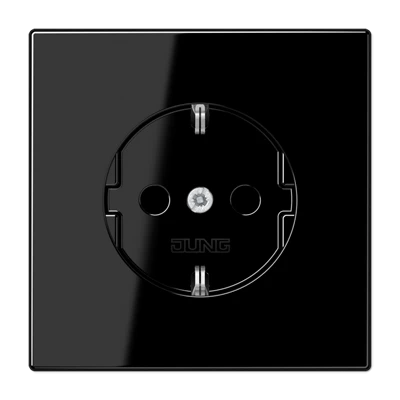  артикул LS1521KISW название Розетка 1-ая электрическая , с заземлением и защитными шторками (винтовой зажим), цвет Черный, LS990, Jung