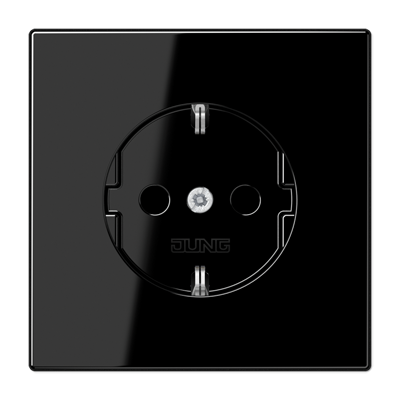  артикул LS1520SW название Розетка 1-ая электрическая , с заземлением (безвинтовой зажим), цвет Черный, LS990, Jung