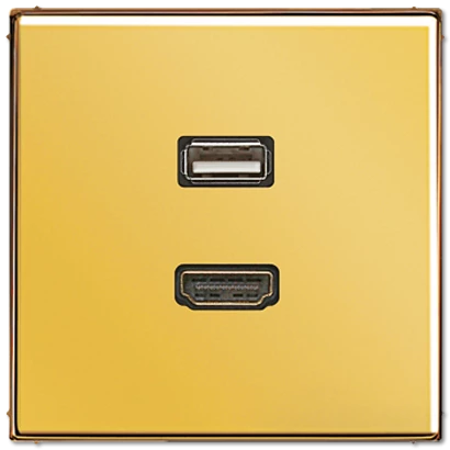  артикул MAGO1163 название Розетка USB/HDMI (разъем), цвет Имитация золота (металл), LS990, Jung